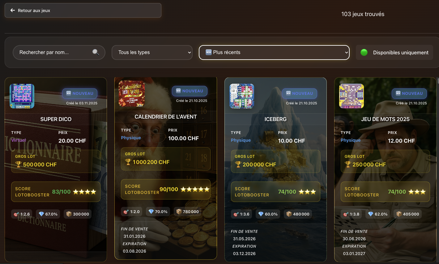 Capture d'écran LotoBooster